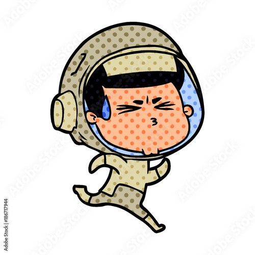 cartoon stressed astronaut