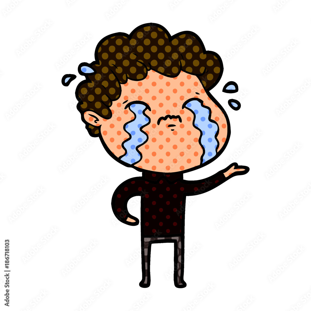 cartoon man crying