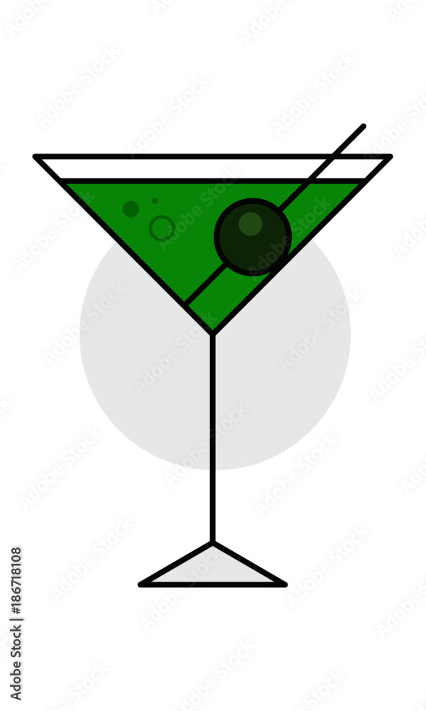 Martini Glass Vector illustration. Cocktail Glass Icon.