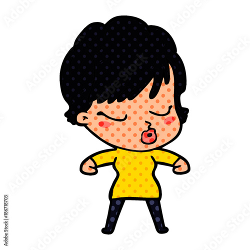cartoon woman with eyes shut