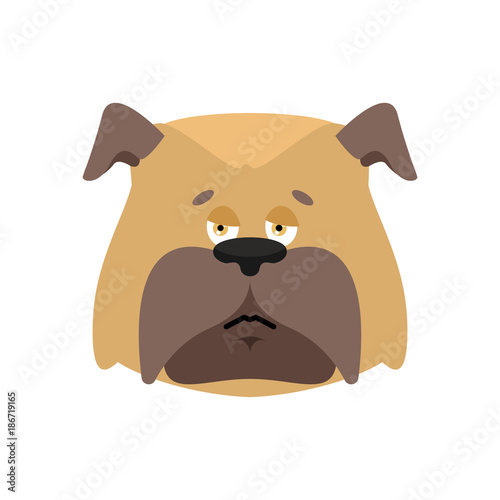 Dog sad emoji. Pet sorrowful emotions. bulldog dull. Vector illustration