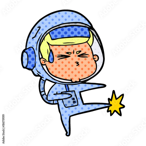 cartoon stressed astronaut