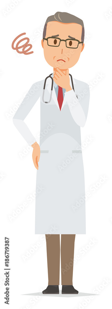 A middle-aged male doctor in a white suit is in trouble A middle-aged male doctor in a white suit is in trouble