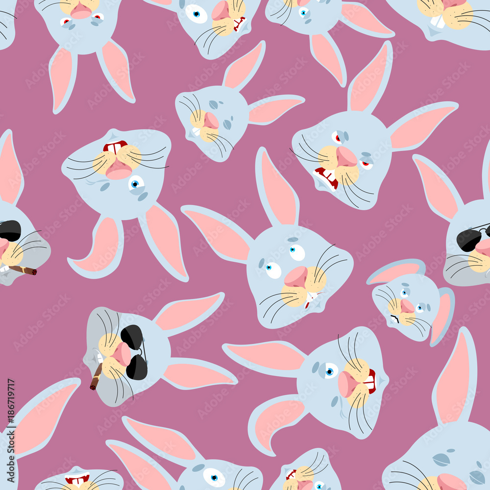 Rabbit head pattern. Hare background. Ornament face animal. Easter Vector illustration Rabbit head pattern. Hare background. Ornament face animal. Easter Vector illustration