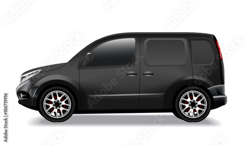 Vector commercial car delivery cargo van mockup.