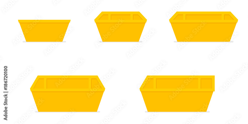 Foto Yellow waste skip bin