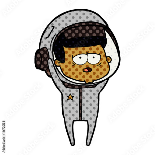 cartoon tired astronaut