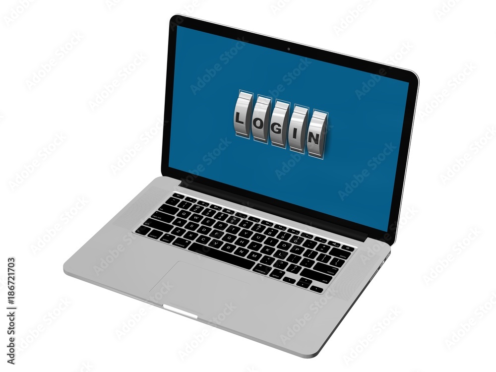 Login  Computer security or safety concept on a Laptop