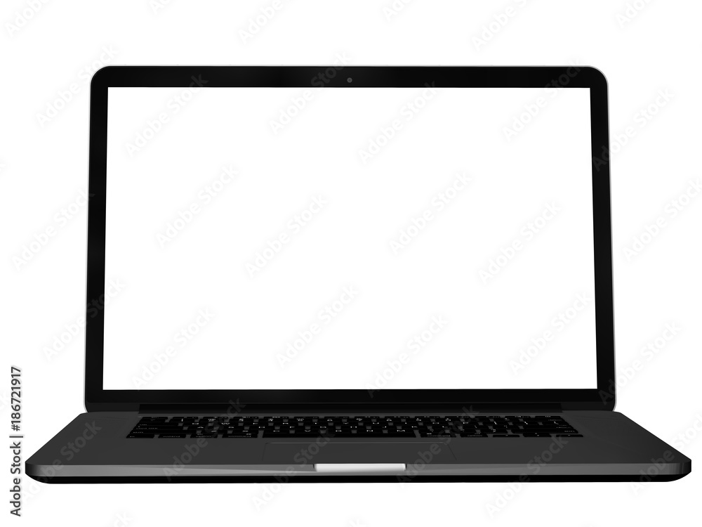 Laptop with blank screen isolated on white Laptop with blank screen isolated on white