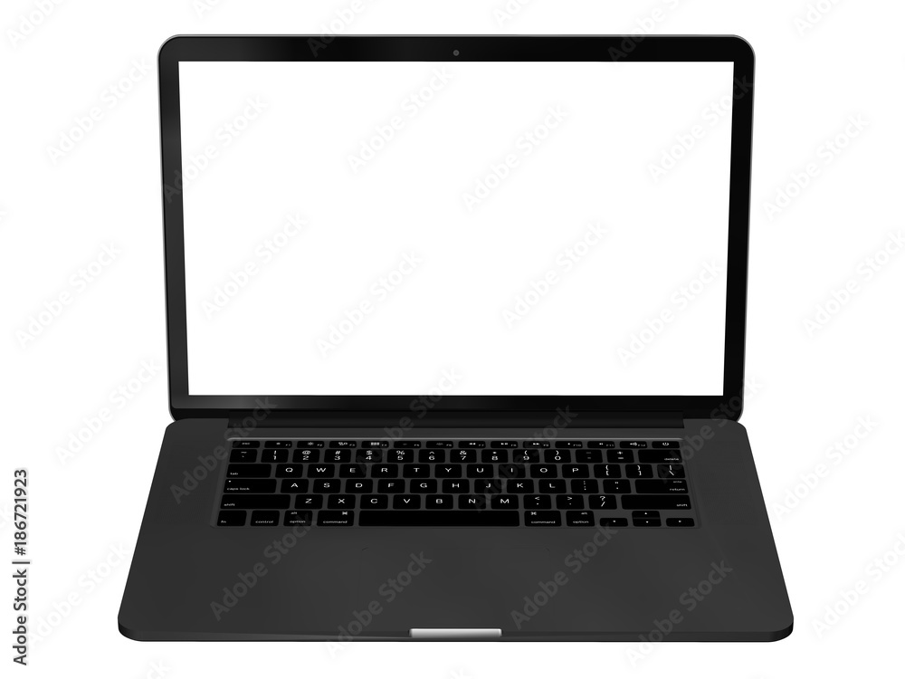 Laptop with blank screen isolated on white Laptop with blank screen isolated on white