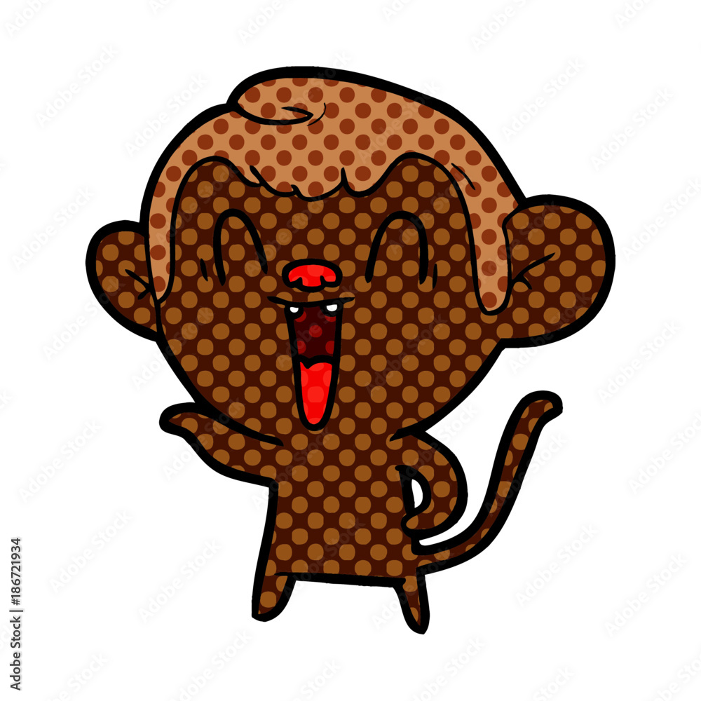 Obraz premium cartoon laughing monkey