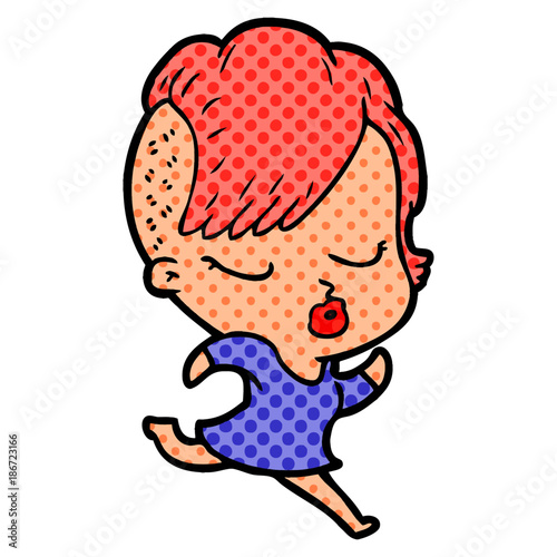 cartoon pretty hipster girl