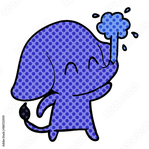 cute cartoon elephant spouting water