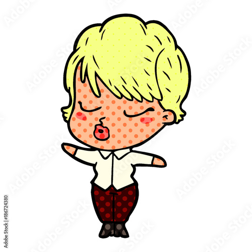 cartoon woman with eyes shut