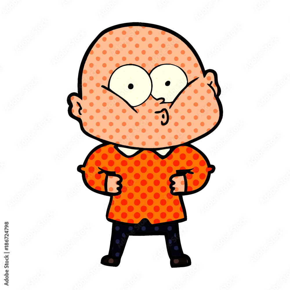cartoon bald man staring