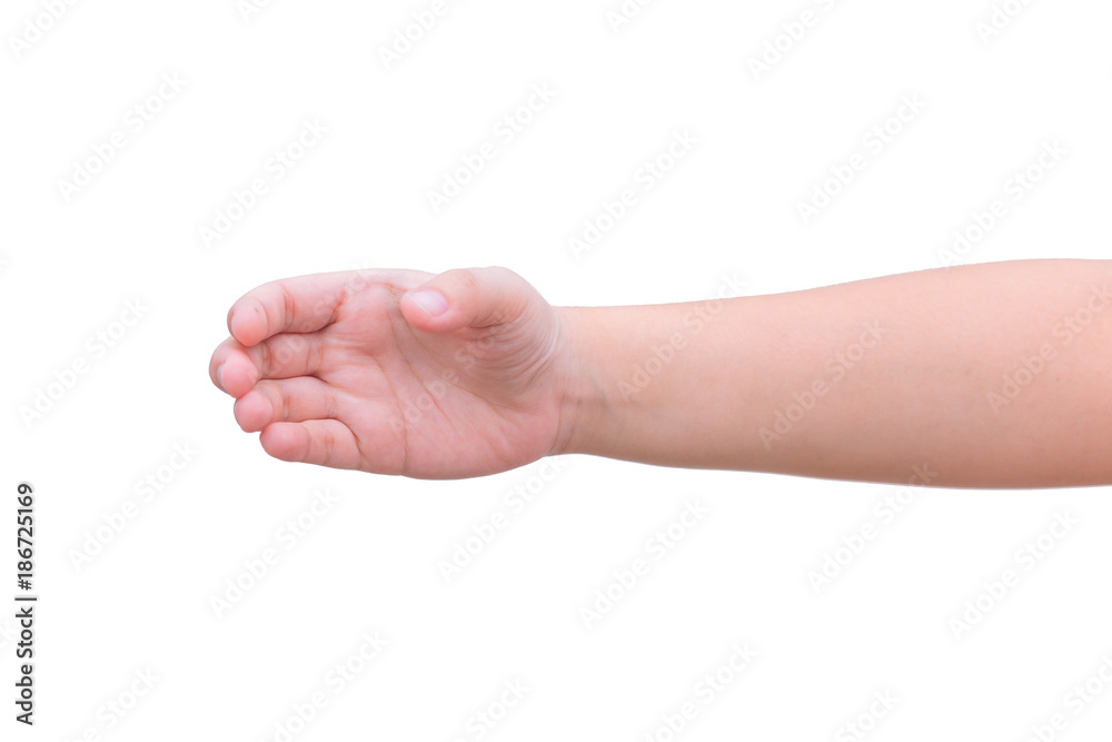 Hand hold cup gesture isolated on white background Hand hold cup gesture isolated on white background