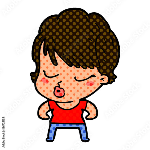 cartoon woman with eyes shut