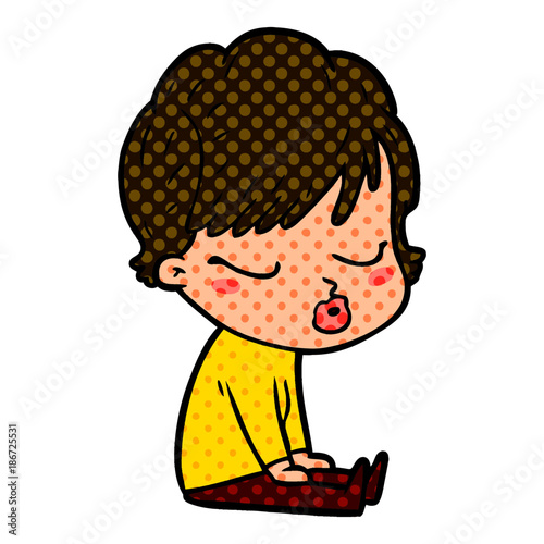 cartoon woman with eyes shut