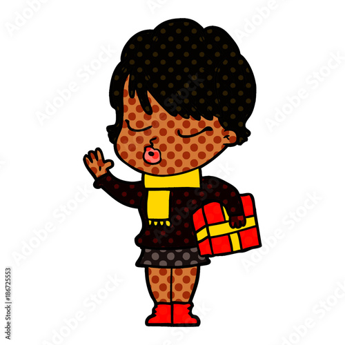cartoon woman with eyes shut