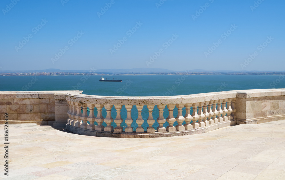 The Tagus river as seen from the roof terrace of National Pantheon. Lisbon. Portugal