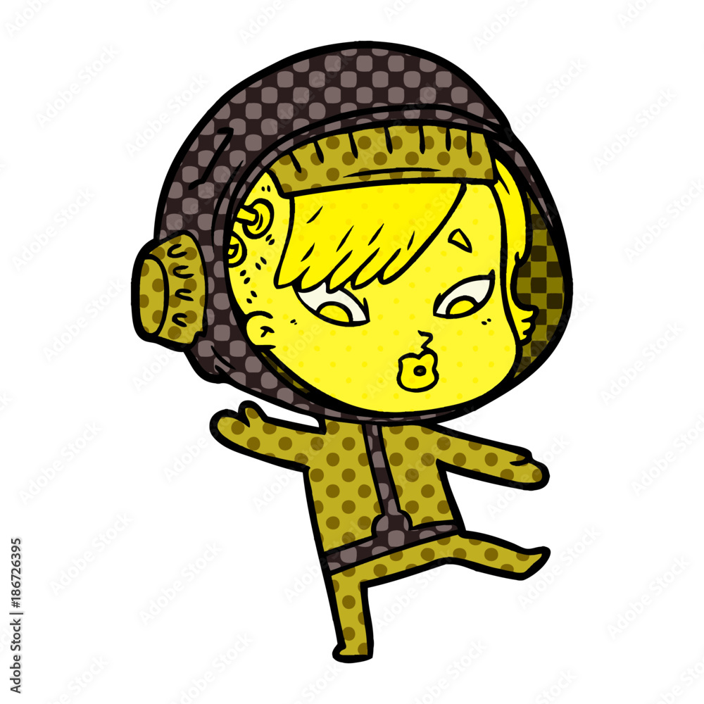 cartoon astronaut woman