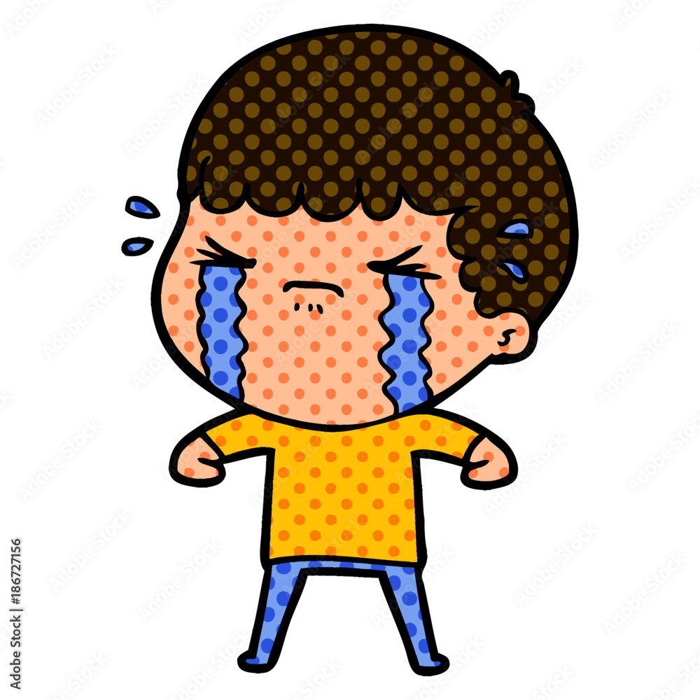 Obraz premium cartoon man crying