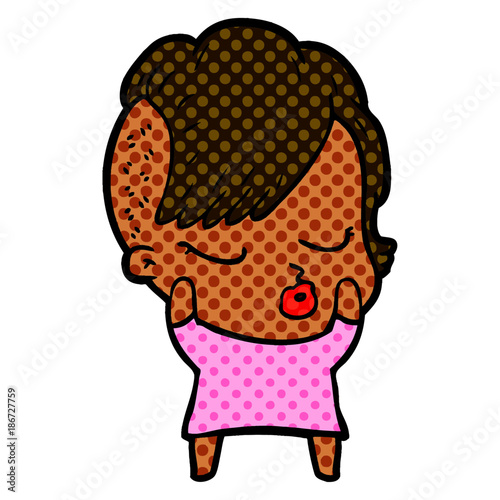 cartoon pretty hipster girl