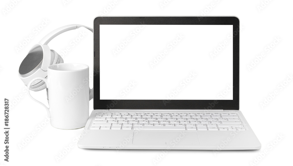 laptop and headphone isolated on white laptop and headphone isolated on white