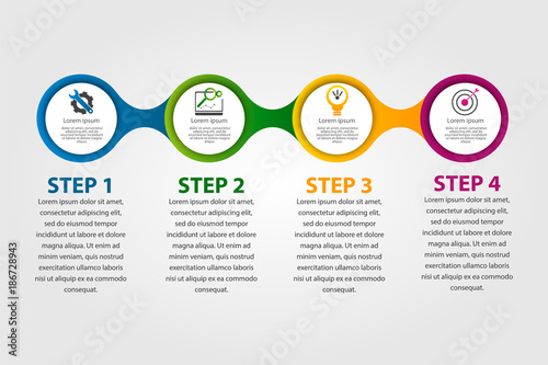 Modern vector illustration 3d. Template circle infographics with four elements. Designed for business, presentations, web design, diagrams with 4 steps, options, parts or processes. Creative concept