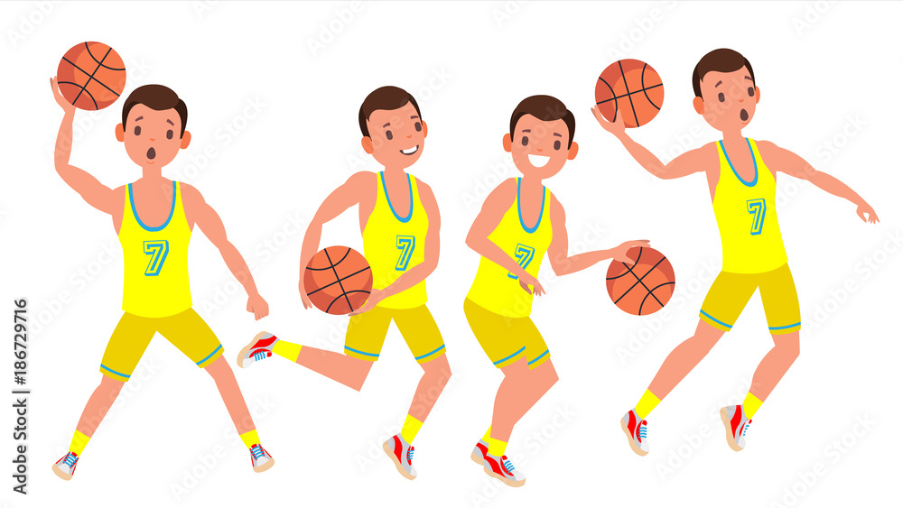 Running basketball player isolated on white Vector Image