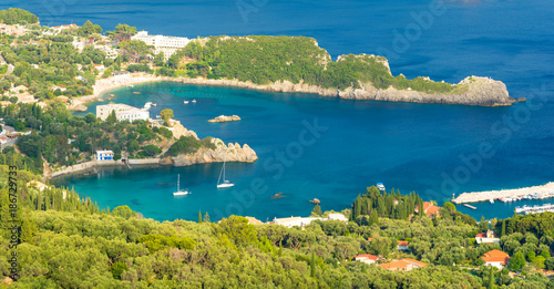 view on azure bay in Paleokastritsa on Corfu island, Greece