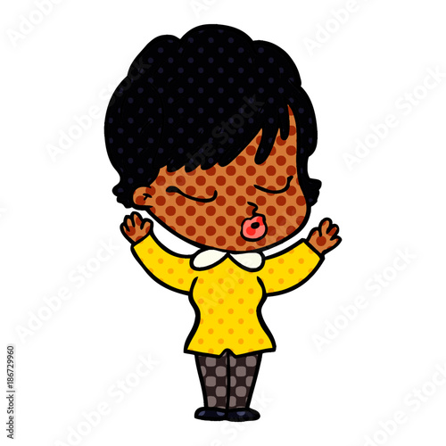 cartoon woman with eyes shut