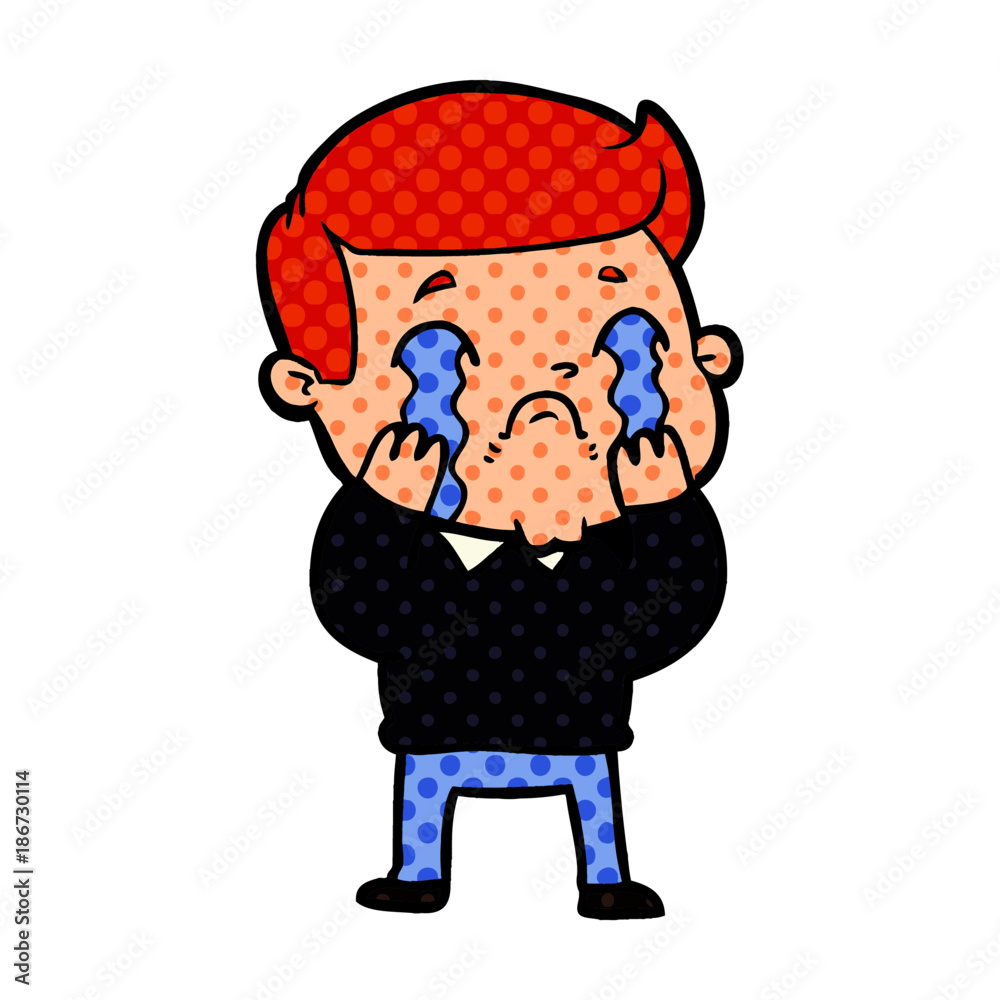 Fototapeta premium cartoon man crying