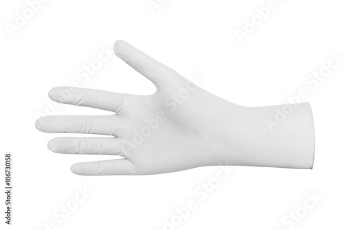 White rubber glove spotless cleaning isolated white