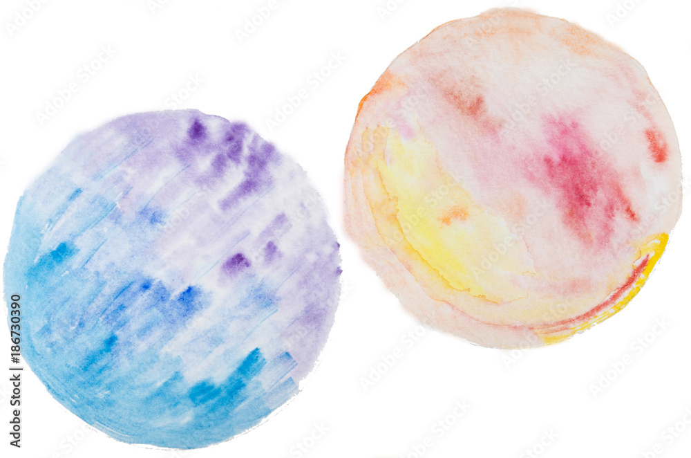 Set of circle watercolor hand painted background Set of circle watercolor hand painted background