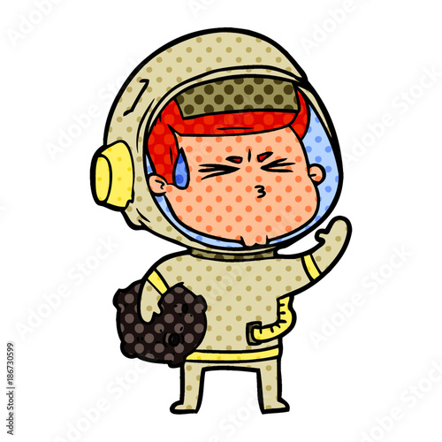 cartoon stressed astronaut