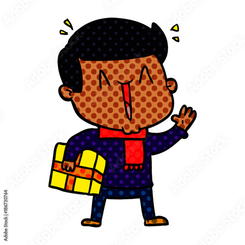 cartoon excited man