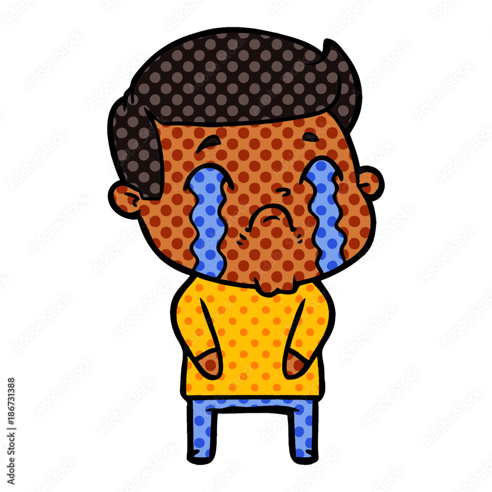 cartoon man crying
