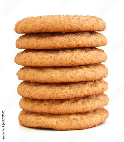 Stack of snickerdoodles over white. photo