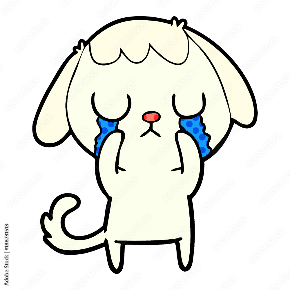 Obraz premium cute cartoon dog crying
