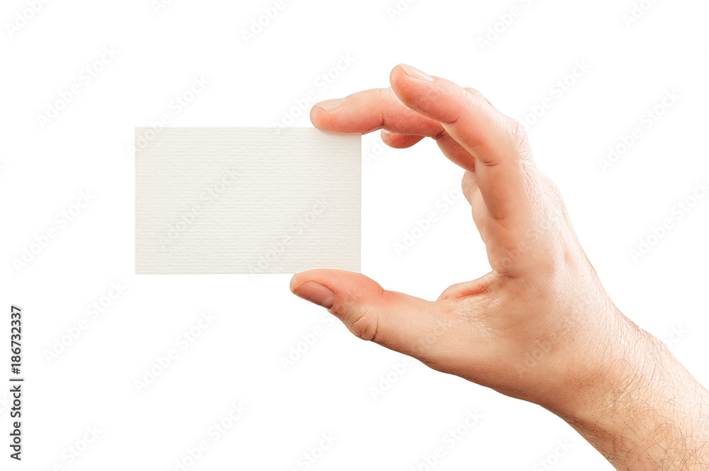 Obraz premium Male hand holding business card