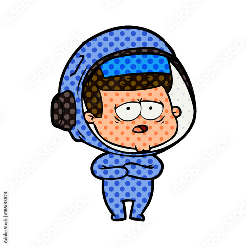 cartoon tired astronaut
