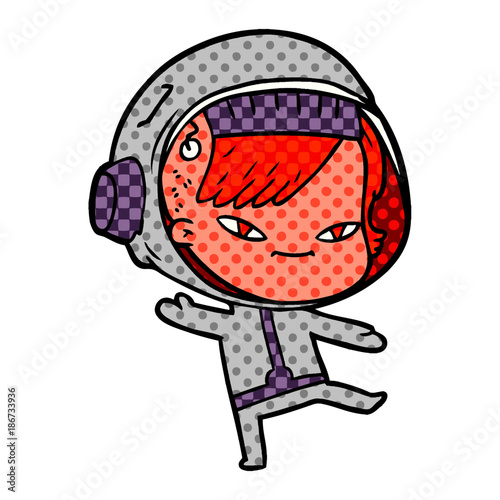 cartoon astronaut woman