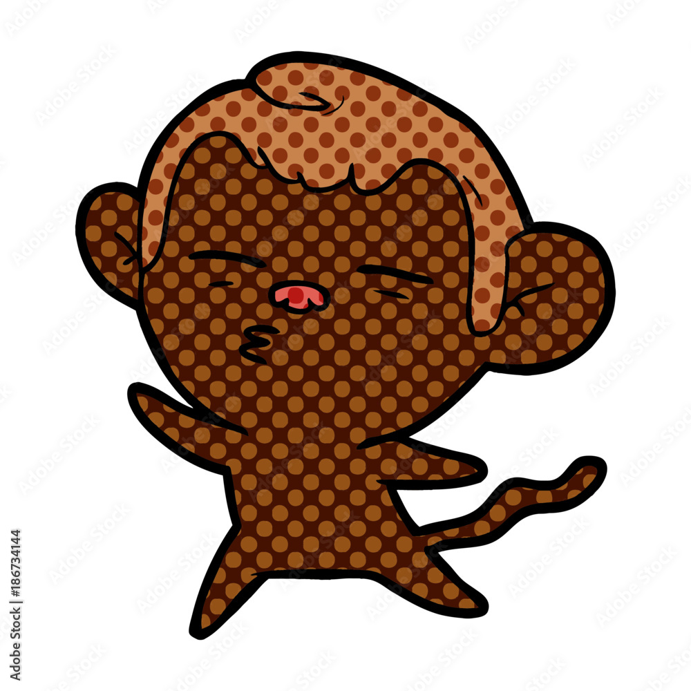 Obraz premium cartoon suspicious monkey