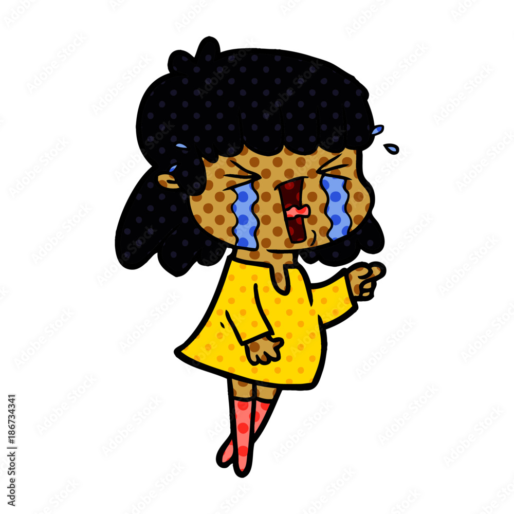 cartoon woman in tears