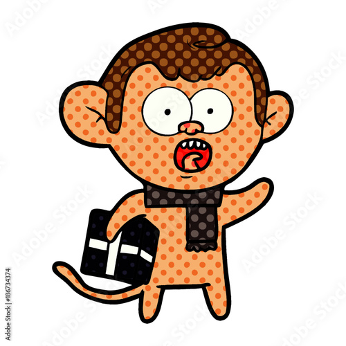 cartoon shocked monkey