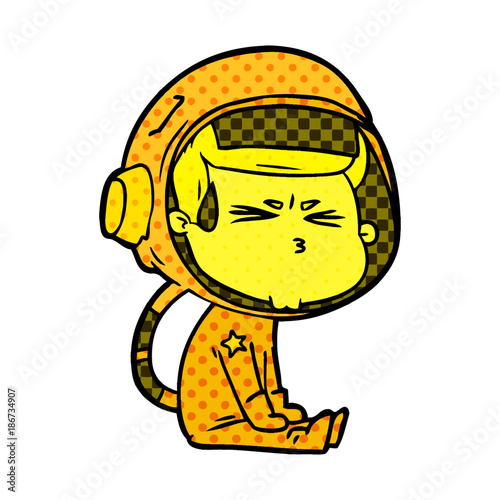 cartoon stressed astronaut