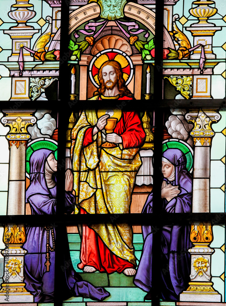 Jesus and two nuns - Stained Glass
