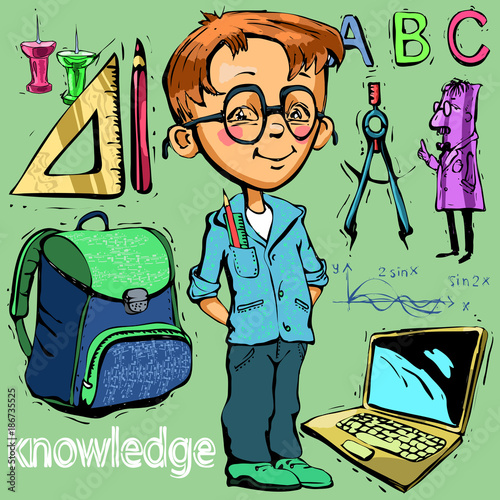 schoolboy boy illustration