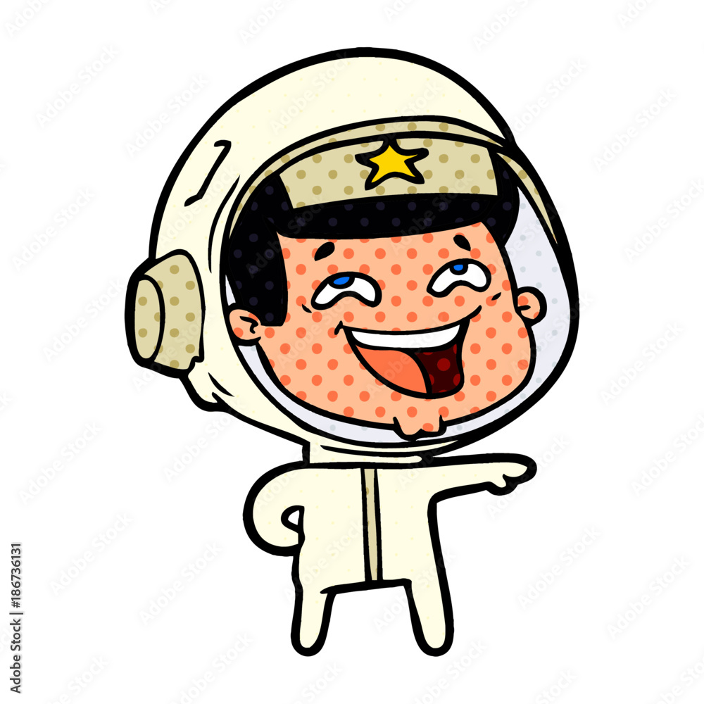 cartoon laughing astronaut